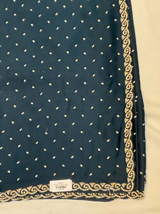 Dark Petrol Blue - Fancy Party Saree with Blouse Piece - UK stock - 24hr Dispatch - SP2609 TV