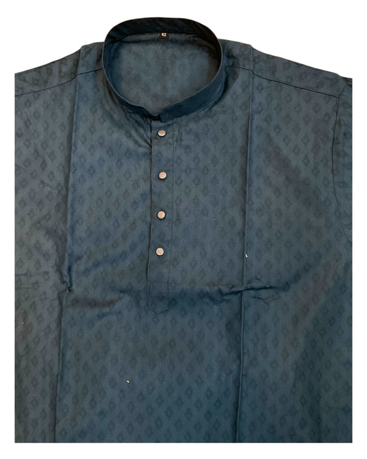 Dark Teal - Self Brocade Mens Kurta Set - Sangeet Mehendi Haldi - KCS1263 KP