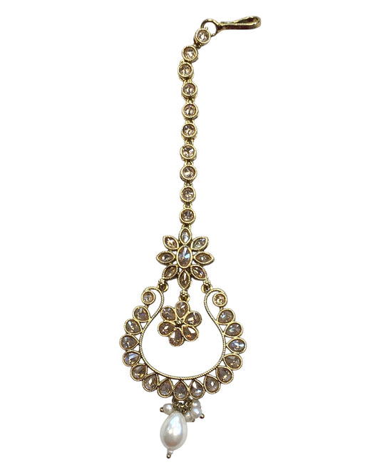 Neutral Gold - Antique Gold Finish Large Size Tika Head Piece - Indian Ladies Fashion Jewellery - AE2440 11T24