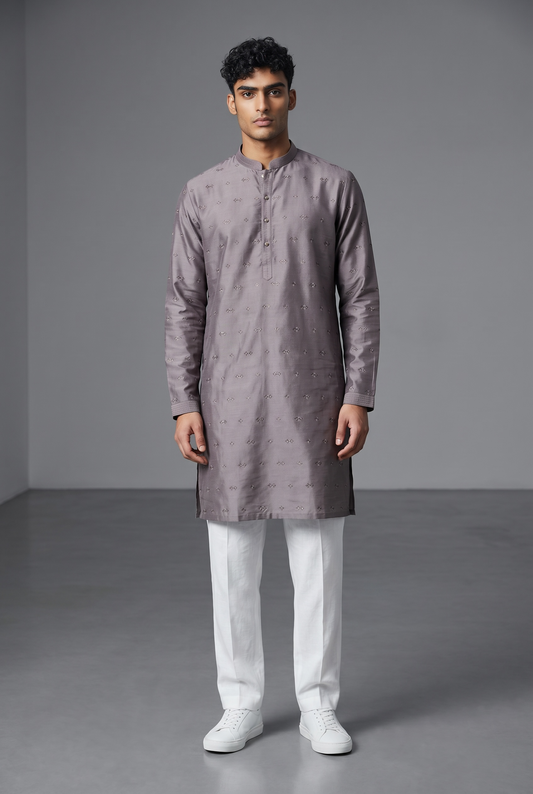 Lilac - Handloom Silky Mens Indian Kurta set with Trousers - UK Stock - Weddings / Walimas , Sangeet, Diwali, Eid, Mehndi / Henna - EM10697 05KH26