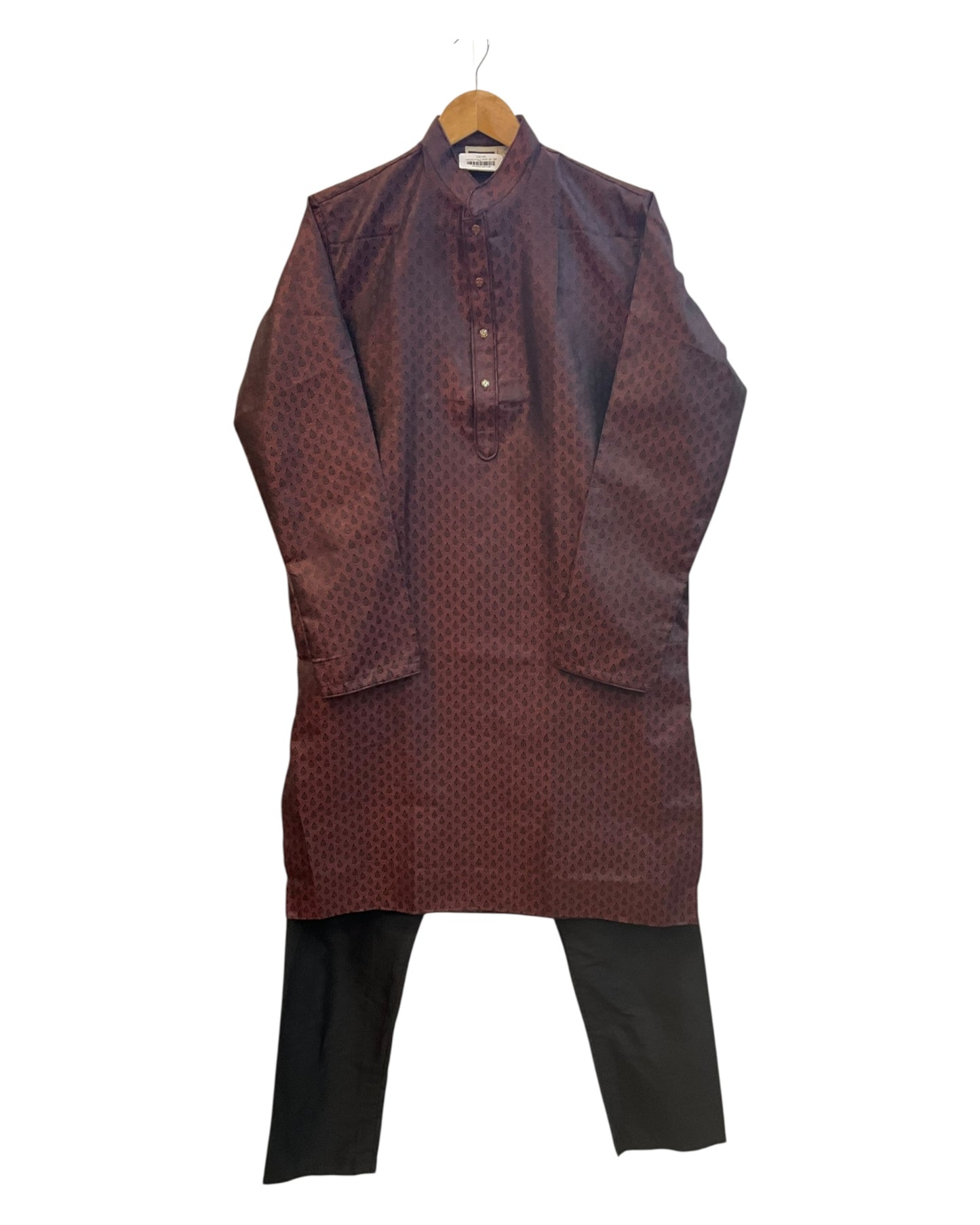 Dark Maroon - Brocade Mens Indian Kurta set - UK Stock - Weddings / Walimas , Sangeet, Diwali, Eid, Mehndi / Henna - NAD25717 KA