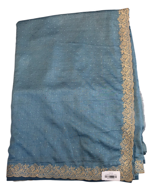 Light Blue - Chiffon - Fancy Party Saree with Blouse Piece - 11KP24 SP2423