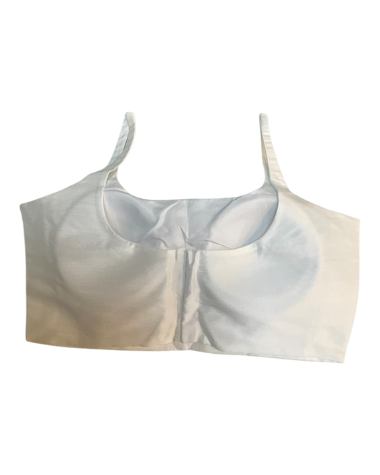 40" / UK 14 - White - Silky Designer Saree blouse with cups, Sleeveless - UK Stock - Quick Delivery - RNK - R651-H