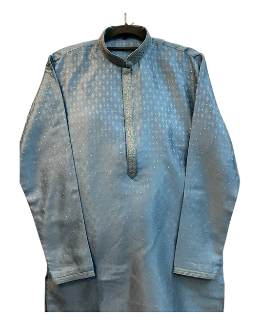 Light Blue - Banarasi Handloom Brocade Mens Indian Kurta set - UK Stock - Weddings / Walimas , Sangeet, Diwali, Eid, Mehndi / Henna - VEE2488 VR