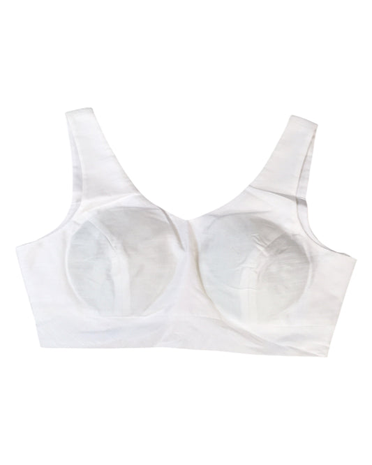 White - Silky Saree blouse with cups, Sleeveless - 38" - UK Stock - Quick Delivery - RNK - R722A-KY