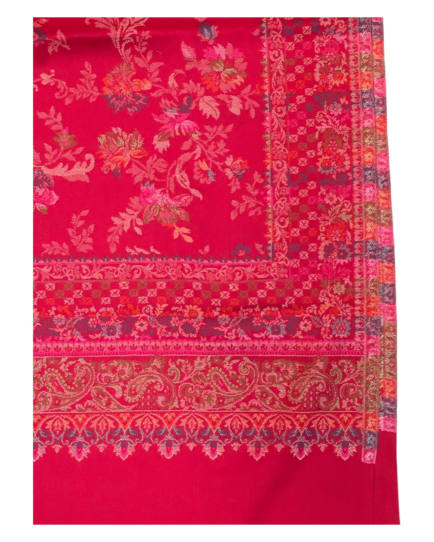 Coral - Soft Art Wool Handloom Woven Shawl - 11C24 NTC2413 COR2