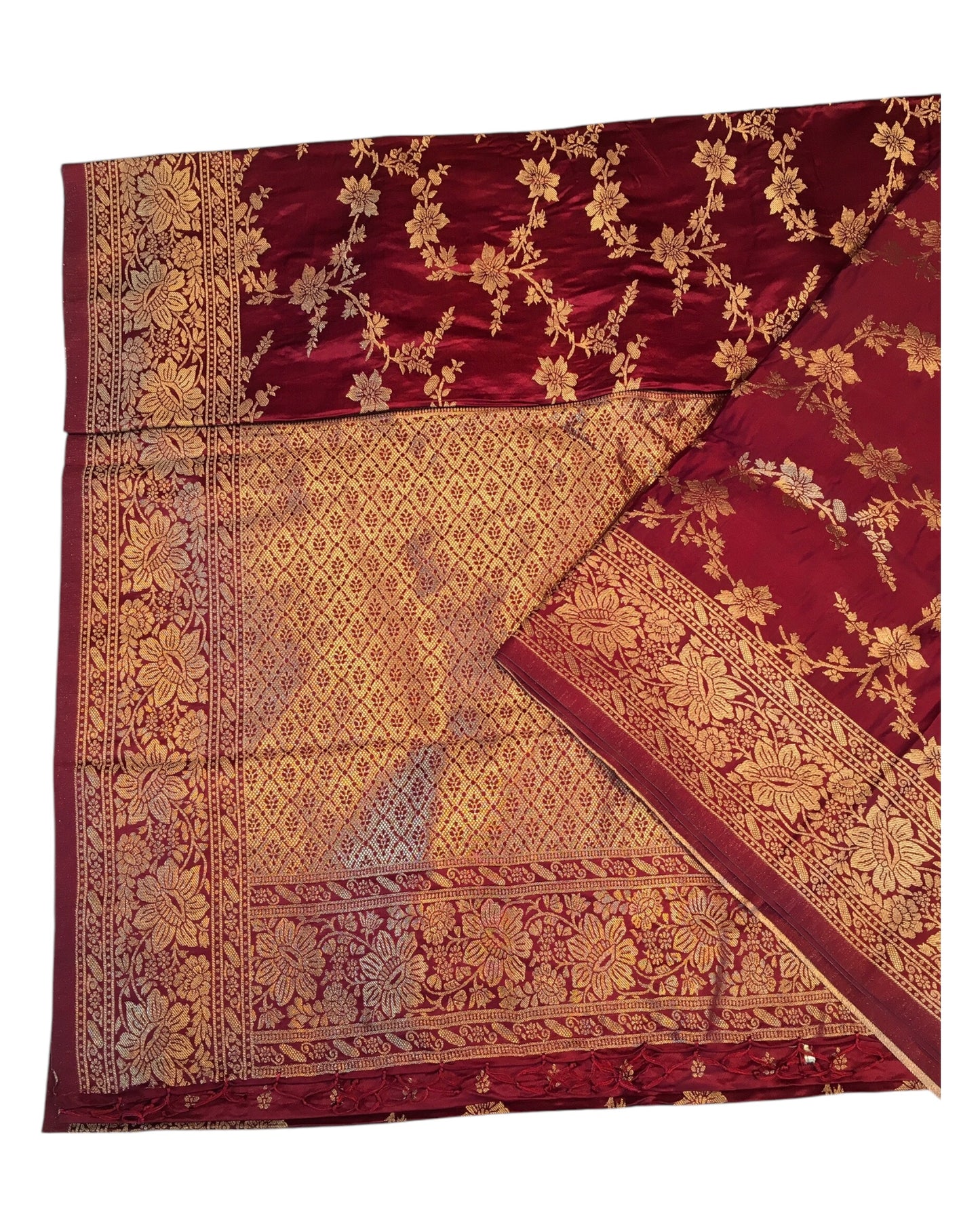 Maroon - Traditional Handloom Banarasi Sari / Saree - with Blouse Piece - SN2404 11VC24