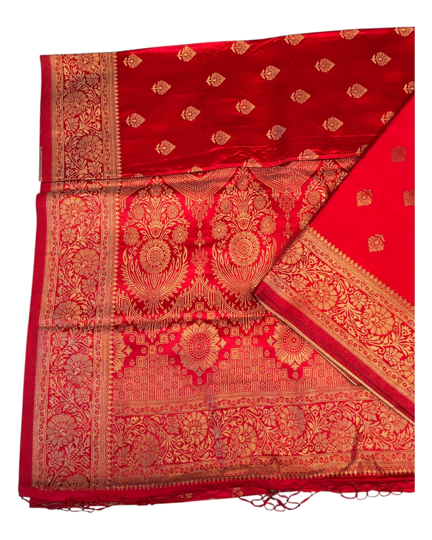 Red - Traditional Handloom Banarasi Sari / Saree - with Blouse Piece - SN2404 11VC24