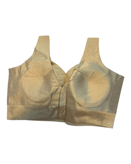 Size 40" / UK 14 - Gold - Silky Saree blouse with cups, Sleeveless - UK Stock - Quick Delivery - RNK - R722A-KY