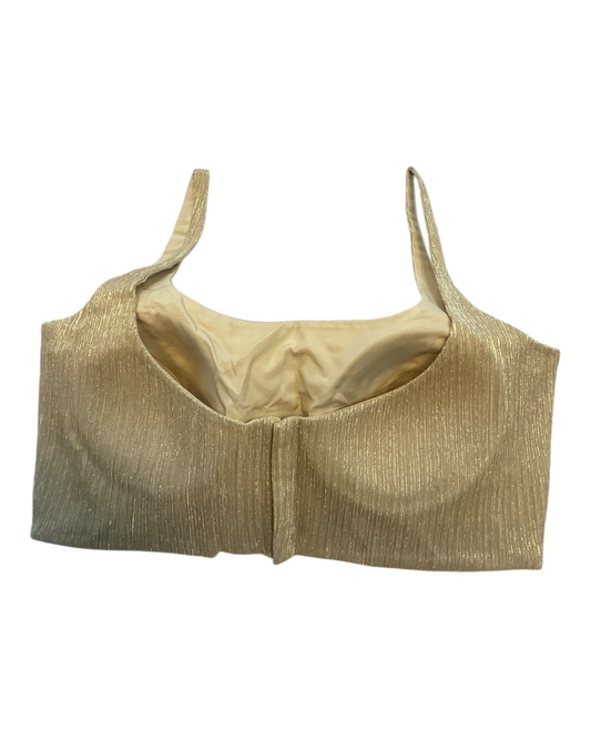 36" / UK 10 - Gold - Rich Designer Saree blouse with cups, Sleeveless - UK Stock - Quick Delivery - RNK - R931-H