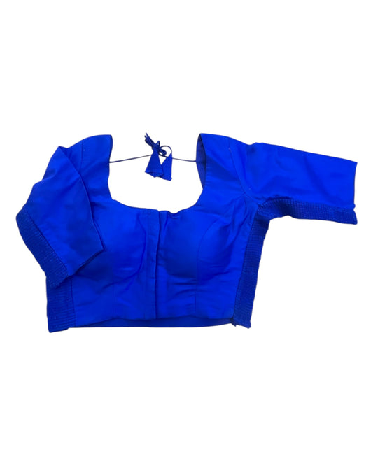 Royal Blue - HYBRID Silky Saree blouse - With Elastic on both side for Great fit - Size 36",38", 40" S M L - VAM1216 Ap