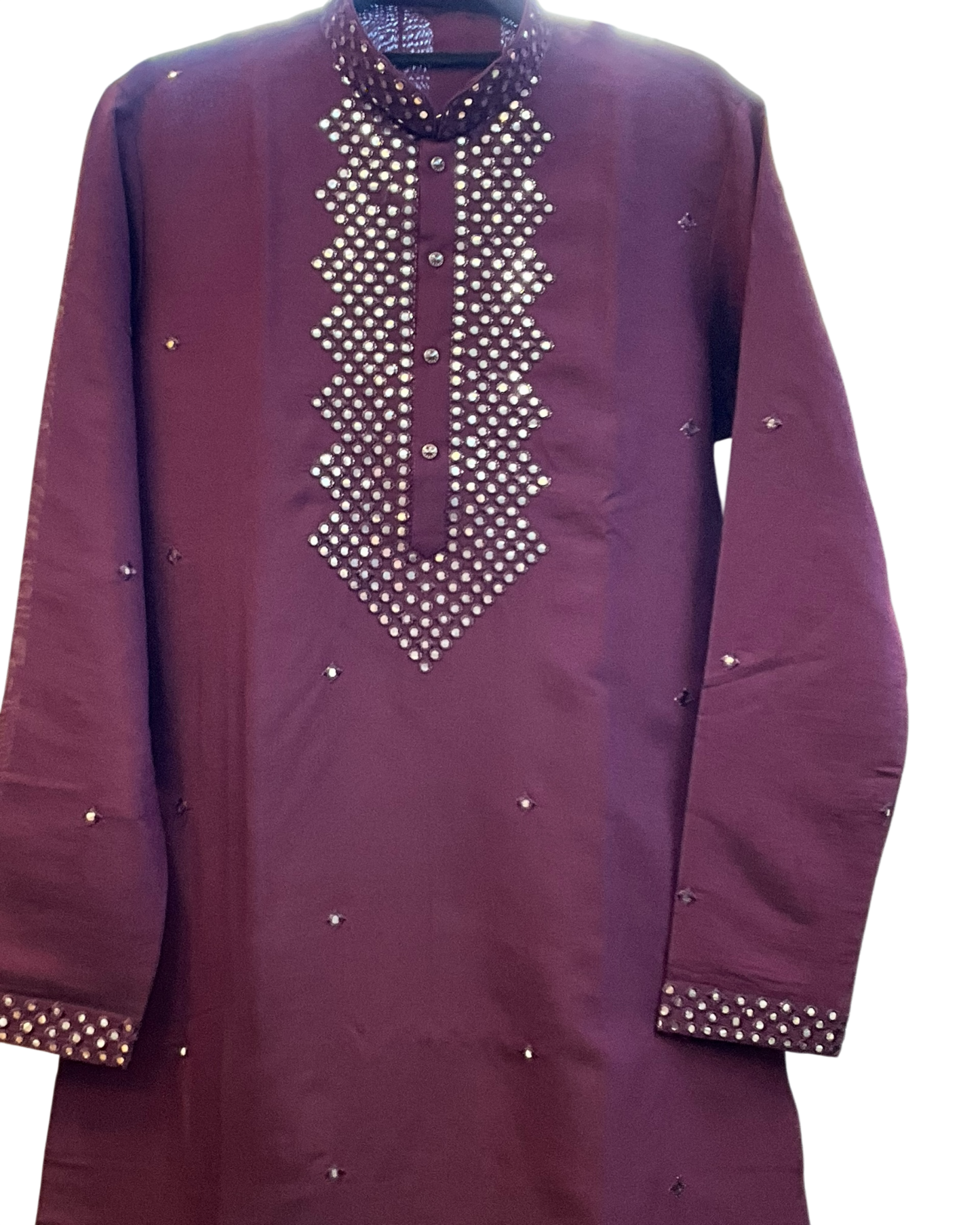 Wine - Rich MirrorWork Mens Indian Kurta set with Trousers - UK Stock - Weddings / Walimas , Sangeet, Diwali, Eid, Mehndi / Henna - VEE355 TY