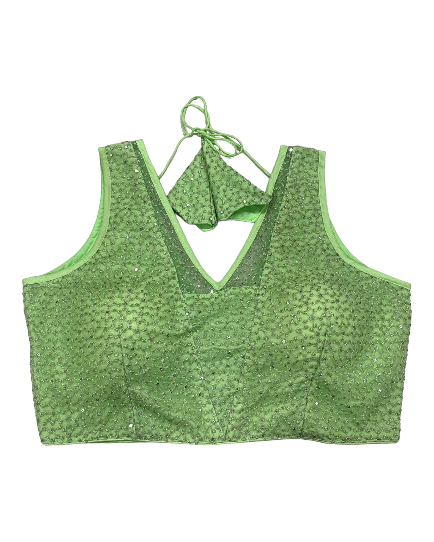 Mint Green - Fully Embroidered V neck Saree / Lehenga blouse - With Cups - Margin to loosen - UK Stock - AF2343 H 0923