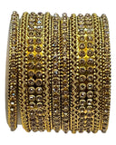 Gold Stone - Antique Gold Finish Bangles Set (Set of 6) - UK stock - SM, M, L, XL JAN2656 09Vp25