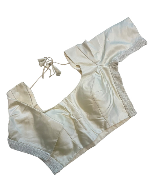 Cream - HYBRID Silky Saree blouse - With Elastic on both side for Great fit - Size 36",38", 40" S M L - VAM1216 Ap