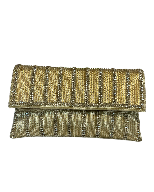 Gold - Rich Hand Embroidered Clutch Bag / Handbag -Bollywood / Weddings - JS32 04KP26