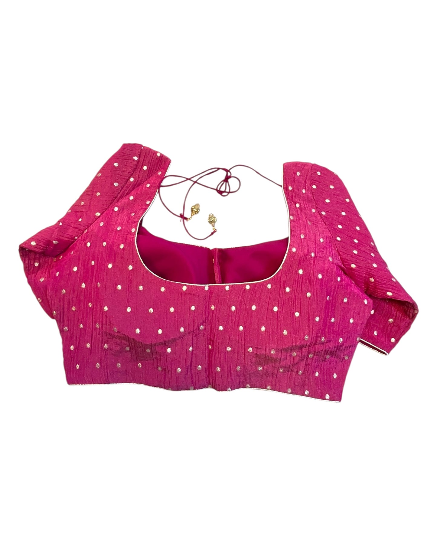 36" & 40" - Fuchsia / Magenta Pink - Banarasi Tissue Saree / Lehenga Blouse - Margin inside for adjustments - X1228 01KK25