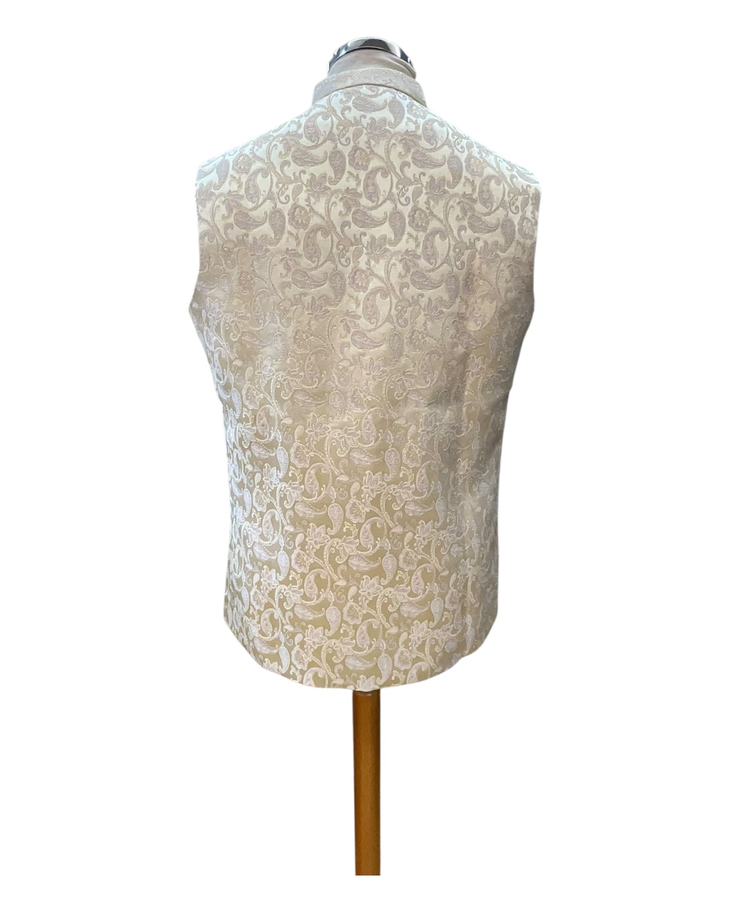 Cream with Lilac & Gold Thread Brocade - Premium Mens Waistcoat - VNS-JKT7910/1 10KJ25