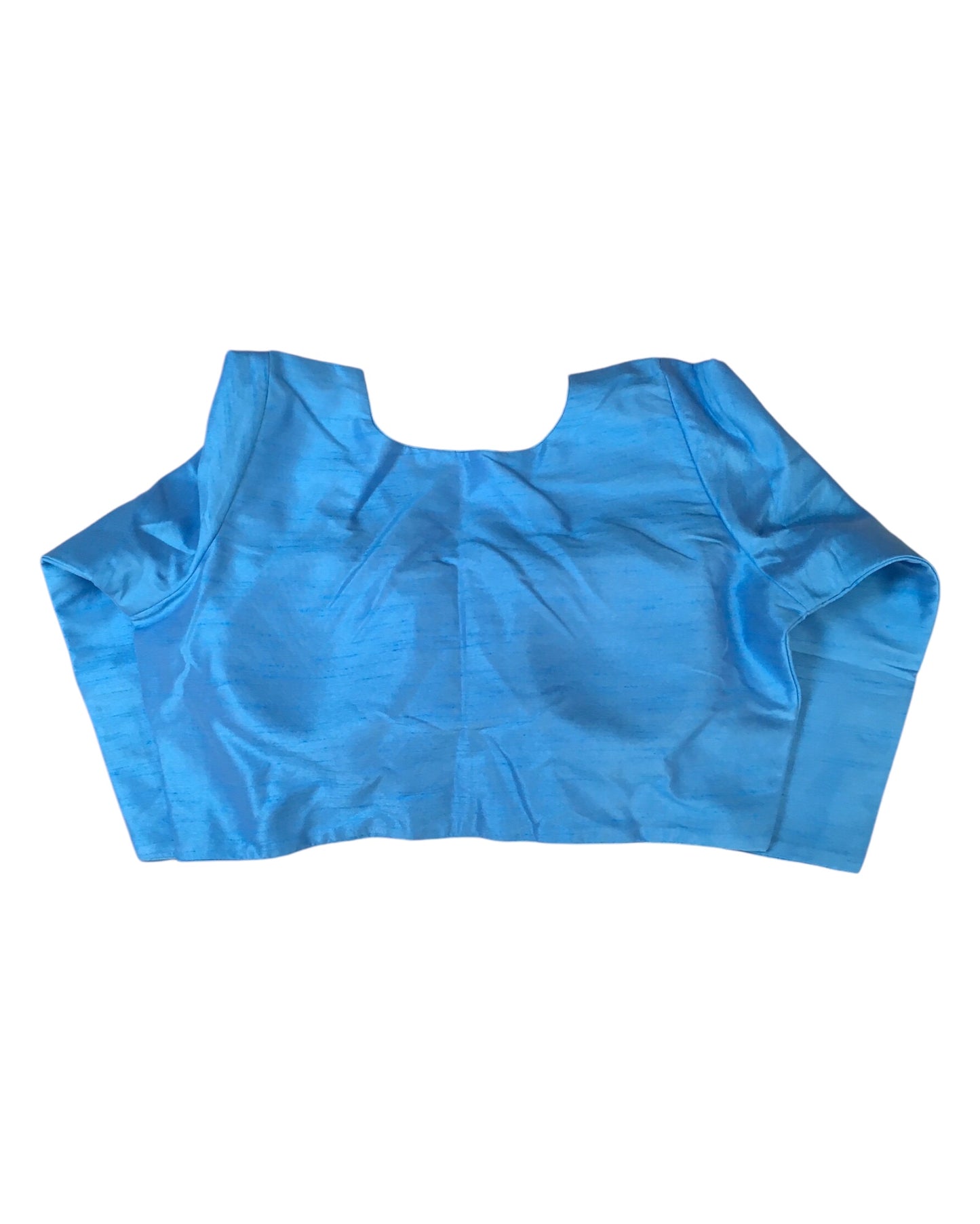 Light Blue - Silky Saree blouse with cups, Long Sleeves, High Back - 38" - UK Stock - Quick Delivery - RNK - R231F-A