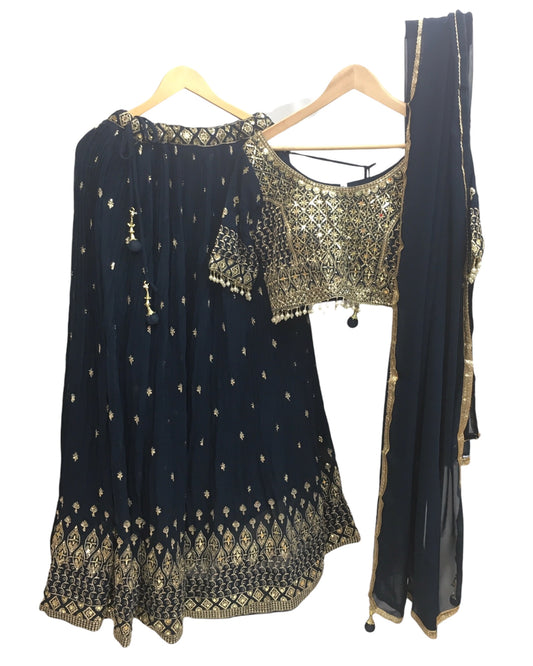 Teal Blue Ready Made Lehenga Set - Size 14 - 40"(Loosen up tp 16) ) UK Stock - 24h Dispatch - KTC2409 JA 0324