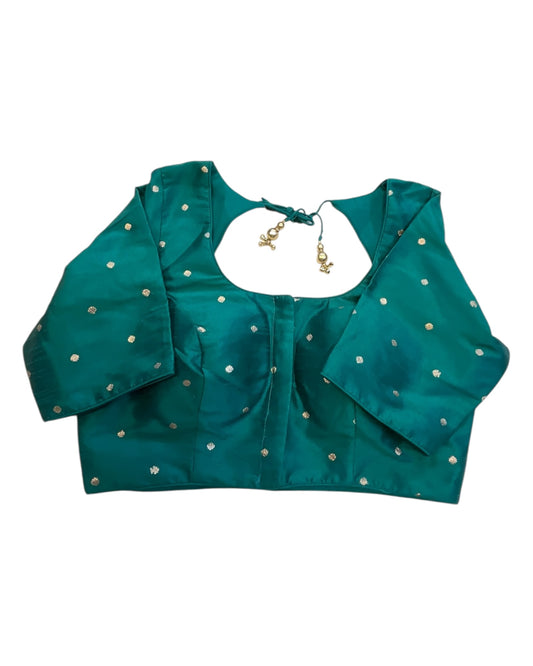 34", 38" & 42" - Jade / Rama Green - Banarasi Brocade Saree / Lehenga Blouse -UK Stock - Quick Dispatch - X767 08Ap25