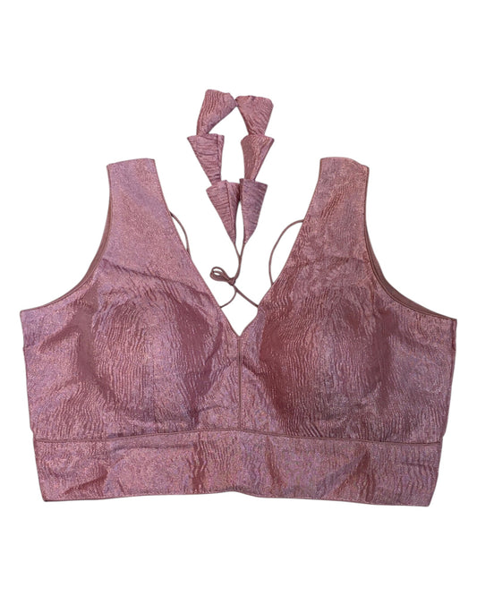 Pink - Crushed Tissue Saree / Lehenga Blouse - With Cups - Margin to loosen - UK Stock - AF2341 C 1224