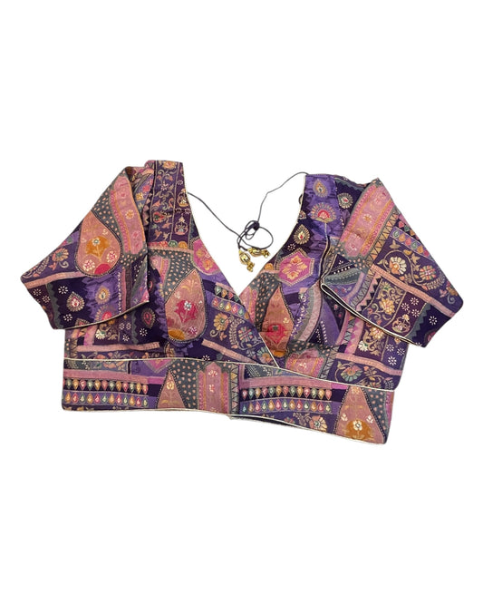 Lilac / Purple - Banarasi Brocade Saree / Lehenga blouse - 42" Bust (UK 16) Can be let out to size 18 - VFJ204 01KP25