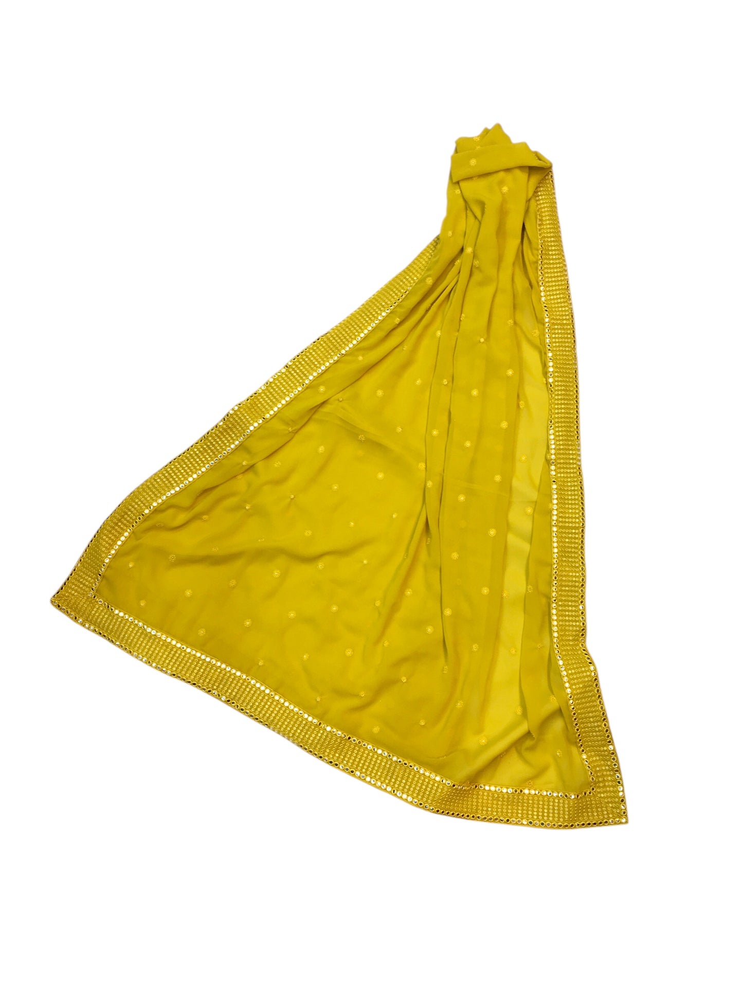 UK 12 / 38" Haldi Yellow Lucknow Chiffon Lehenga Set - UK Stock - 24h Dispatch - AF2330 TC 0623