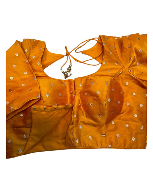 34", 38" & 42" - Orange - Banarasi Brocade Saree / Lehenga Blouse -UK Stock - Quick Dispatch - X767 08Ap25