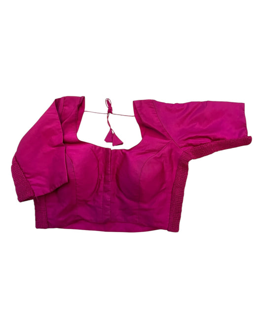 Magenta - HYBRID Silky Saree blouse - With Elastic on both side for Great fit - Size 36",38", 40" S M L - VAM1216 Ap