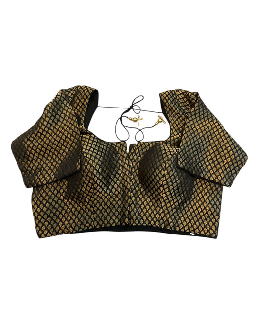 38" & 42" - Black - Banarasi Brocade Saree / Lehenga Blouse -UK Stock - Quick Dispatch - LT3 08Rp25