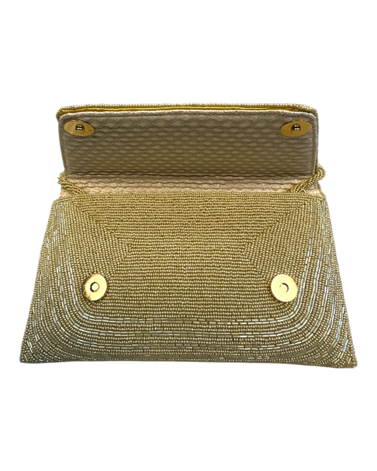 Light Gold - Rich Hand Embroidered Clutch Bag / Handbag -Bollywood / Weddings - JF27 11KJ25