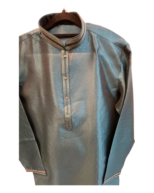 Dark Teal - Silky Mens Indian Kurta set - UK Stock - Ideal to Pair with a Waistcoat - VEE2483 KH