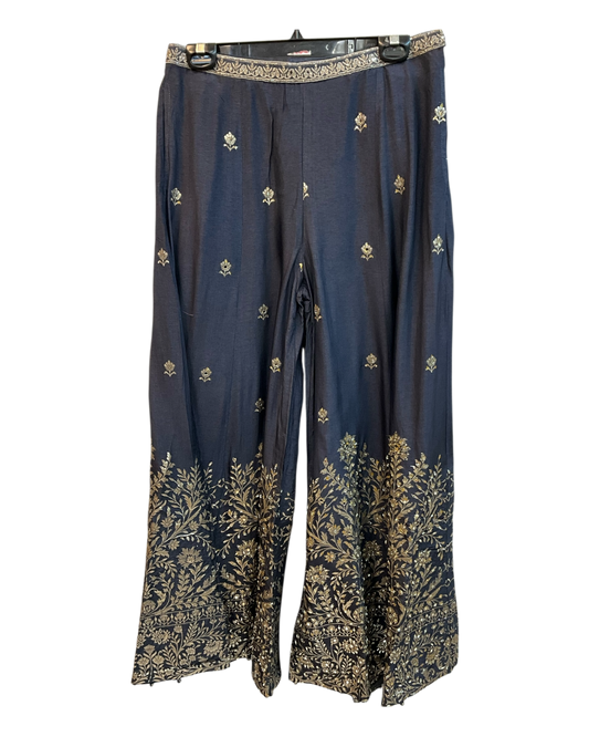 UK 12 / 38" - Navy Blue - Designer Ladies Indian Short Top Palazzo Trousers Suit - UK Stock - 2/3 days delivery - VMK COBRA CY