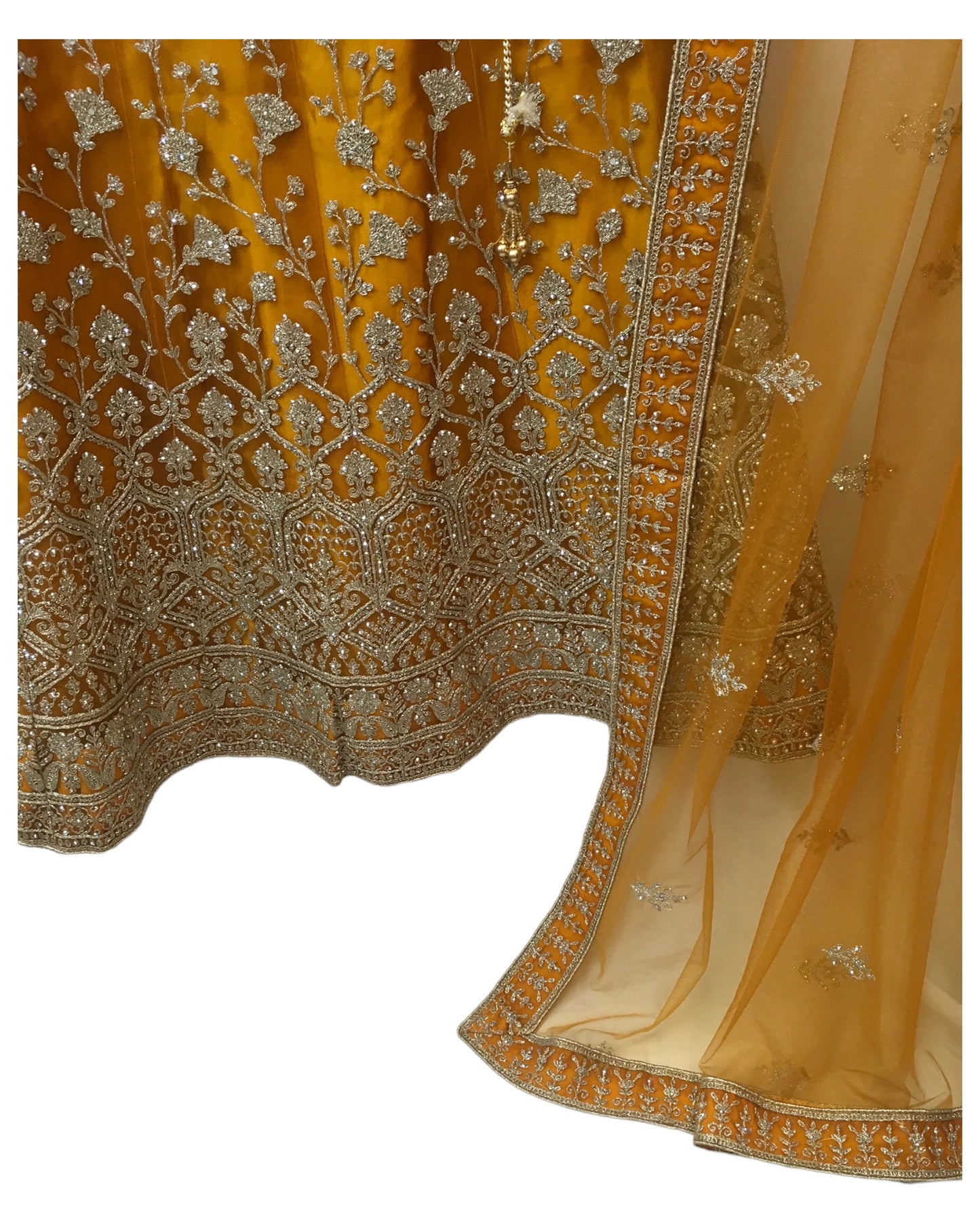 Amber / Yellow - Ready Made Lehenga Set - Size 12 - 38"(Loosen up to 14) ) UK Stock - 24h Dispatch - VC2342 AY 0523
