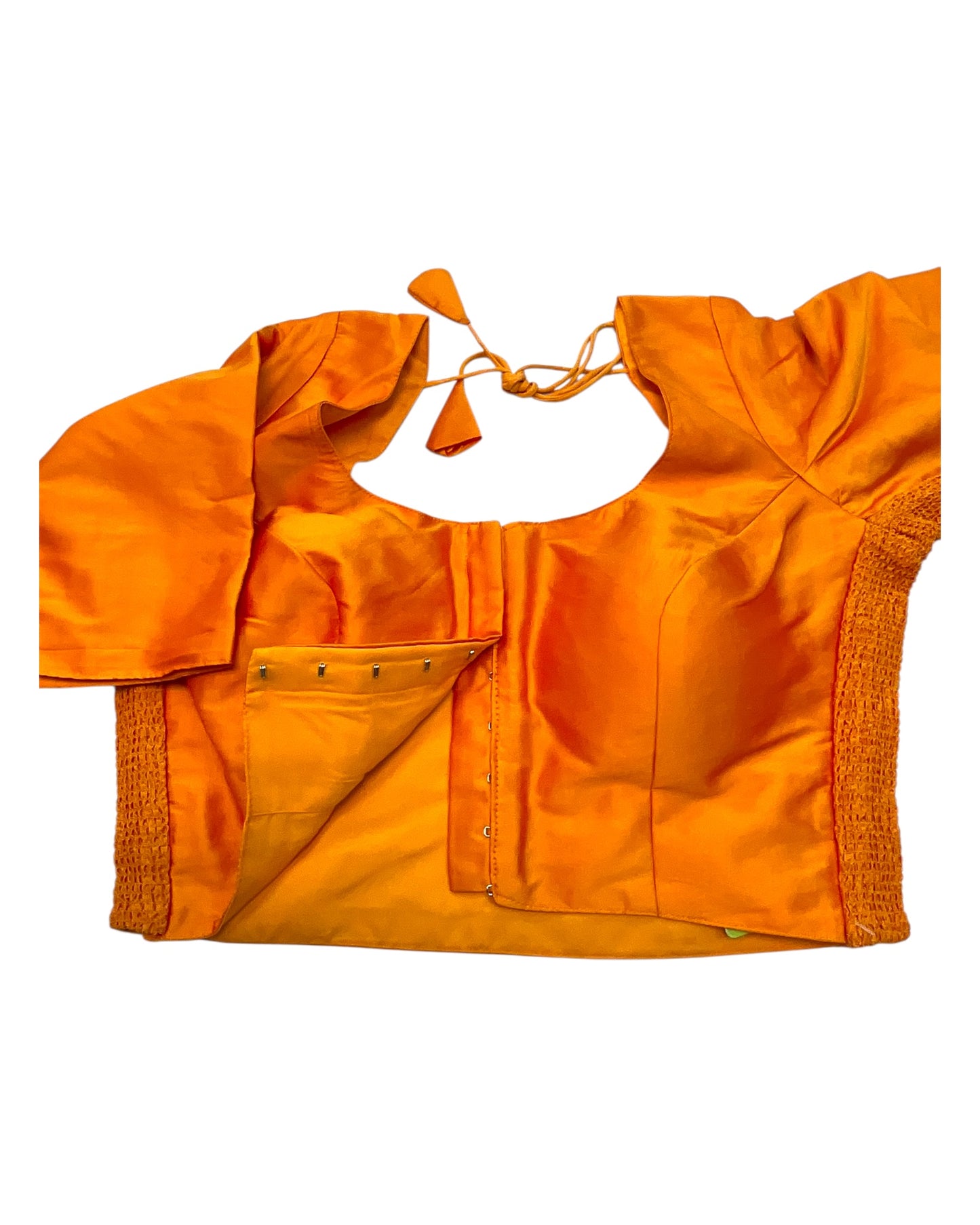 Orange - HYBRID Silky Saree blouse - With Elastic on both side for Great fit - Size 36",38", 40" S M L - VAM1216 Ap