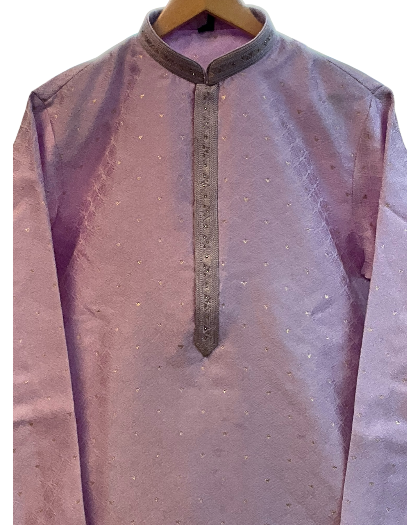 Pastel Lilac - Banarasi Handloom Brocade Mens Indian Kurta set with Trousers - UK Stock - Weddings / Walimas , Sangeet, Diwali, Eid, Mehndi / Henna - VEE2594 VR