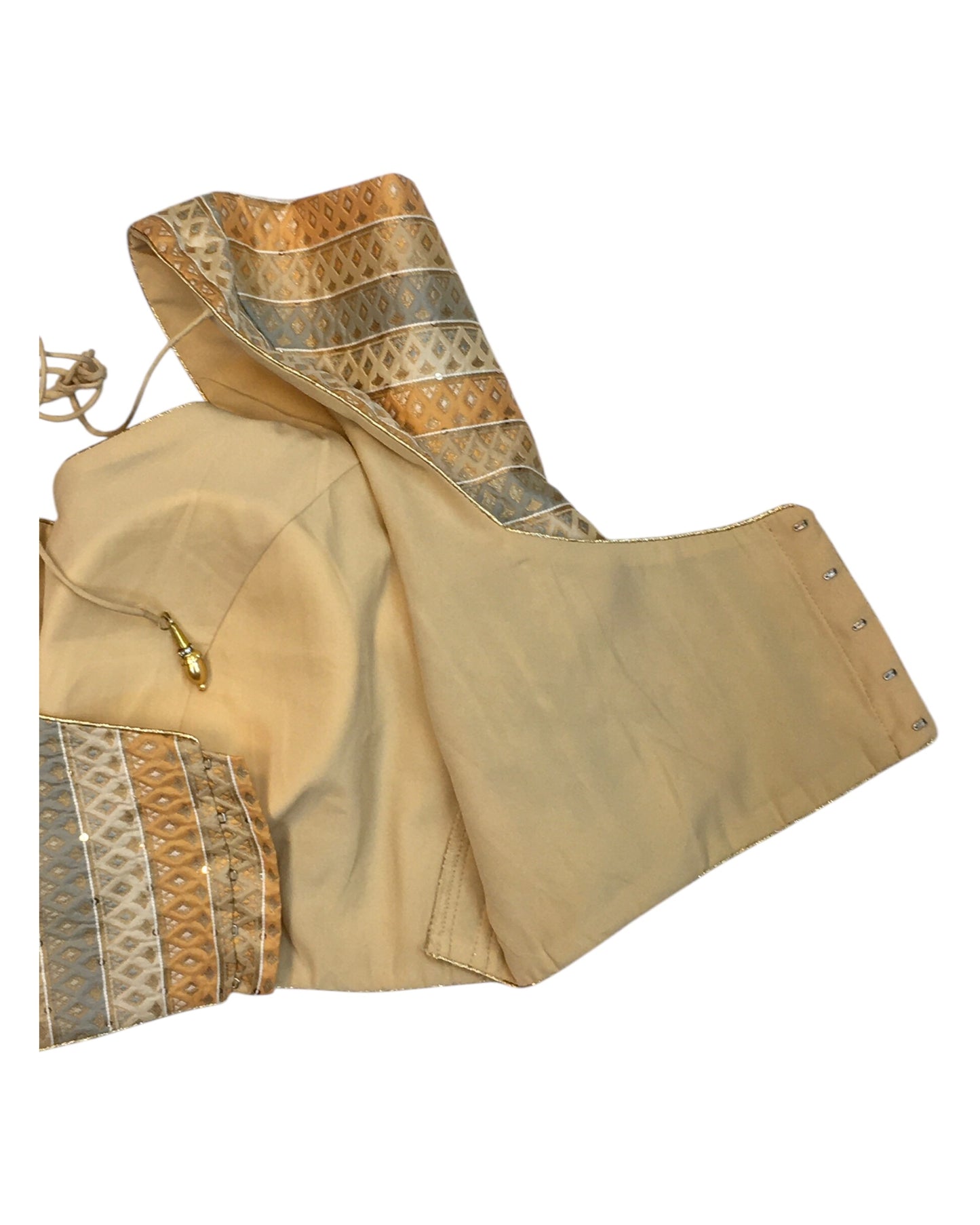 38" Bust (UK 12) Beige Cream - Banarasi Brocade Saree / Lehenga blouse - Can be let out to size 14 - VFJ217 01KY25