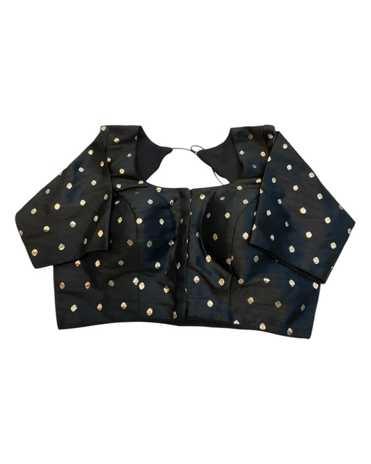 34", 38" & 42" - Black - Banarasi Brocade Saree / Lehenga Blouse -UK Stock - Quick Dispatch - X767 08Ap25