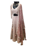 Dusty Pink - Delicately Embroidered Chiffon Designer Lehenga Set - UK 12-16 - UK Stock - 24h Dispatch - NE2401 CP 0724
