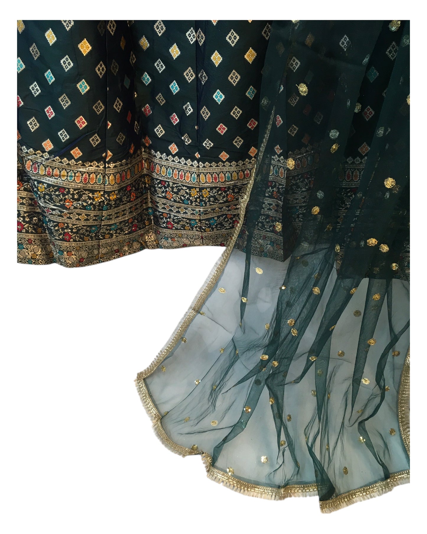 Size 14 / 40" Bust - Bottle Green - Ready Made Lehenga Set - UK Stock - 24h Dispatch - KTC250110 VT 0125