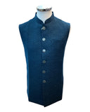 Dark Teal - Self Brocade - Premium Suede Feel Mens Indian Waistcoat - UK Stock - 24 hr Dispatch - VNS-JKT697/31 10KP25