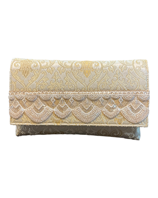 Gold - Handloom Brocade Clutch Bag / Handbag -Bollywood / Weddings - JS16c 06A26