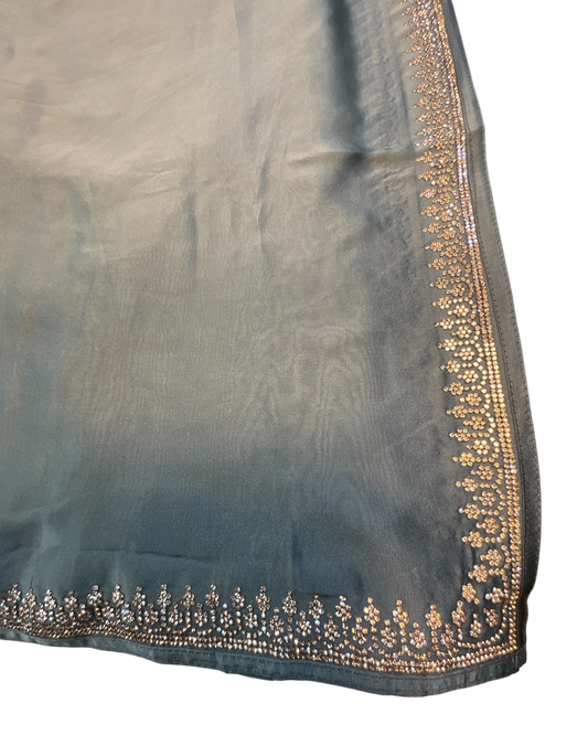Sea Green - Saree with Thread / Stone Embroidery and Blouse Piece - UK stock - 24hr Dispatch - SP2620 KC