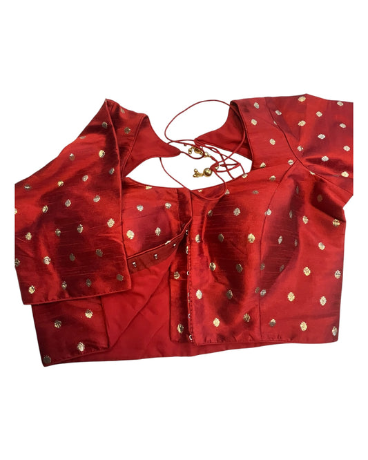 34", 38" & 42" - Maroon - Banarasi Brocade Saree / Lehenga Blouse -UK Stock - Quick Dispatch - X767 08Ap25