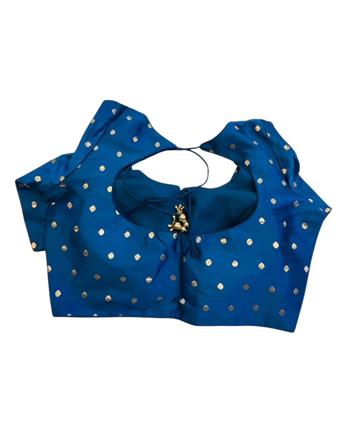 34", 38" & 42" - Fire Blue - Banarasi Brocade Saree / Lehenga Blouse -UK Stock - Quick Dispatch - X767 08Ap25