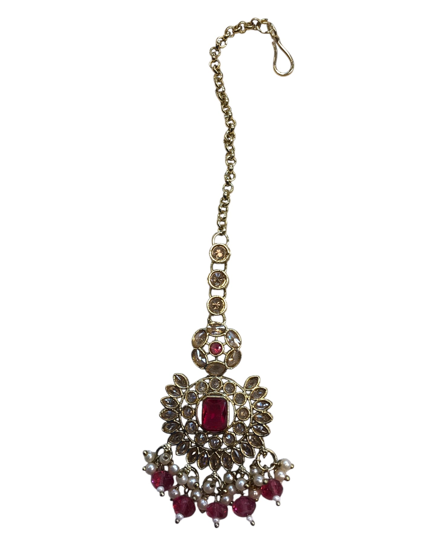 Coral - Large - Antique Gold Finish Traditional Tika Head piece - Bollywood - Weddings - PRI1773 11V24