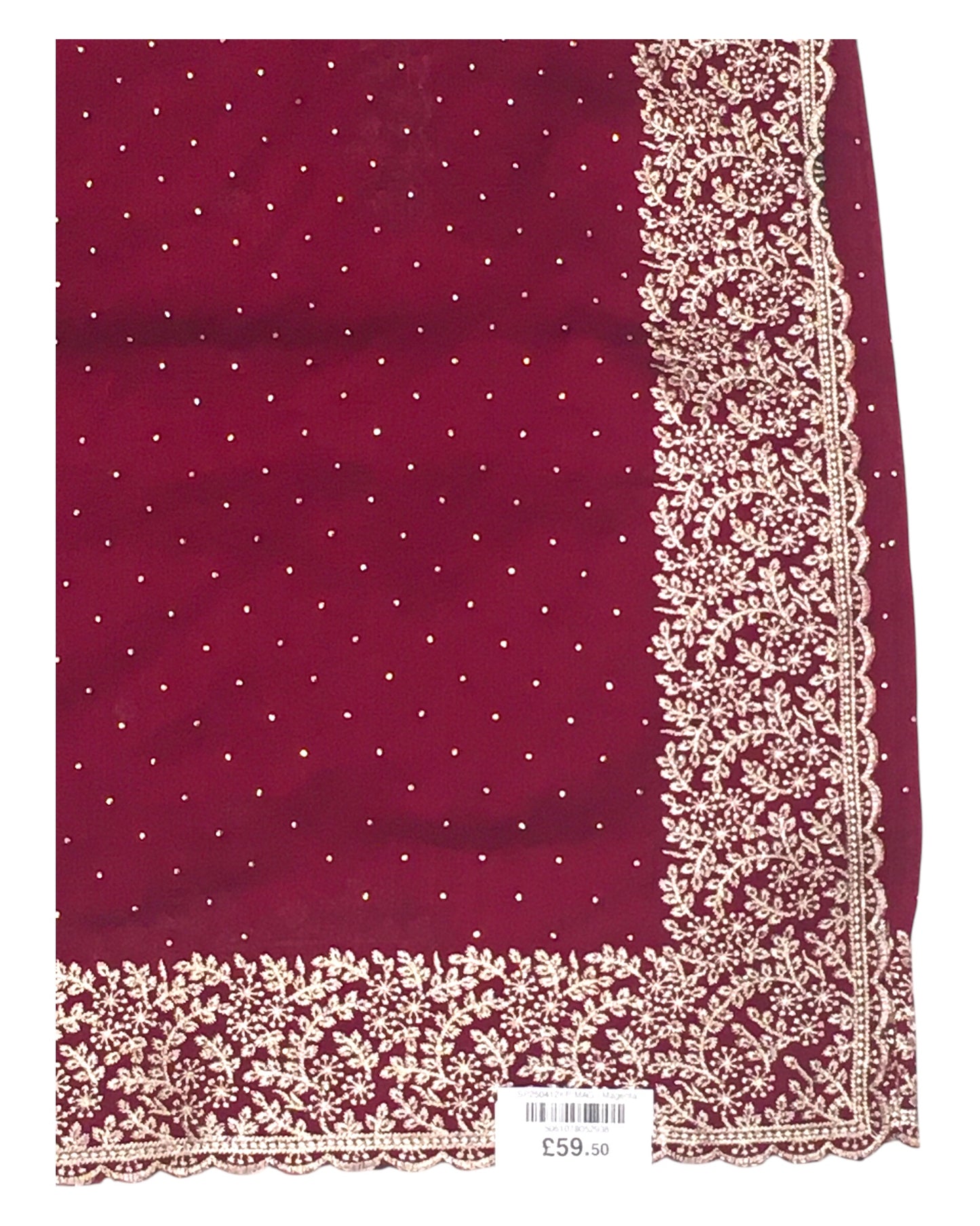 Magenta Pink - Chiffon Crepe - Party Wear Embroidered Saree with Blouse Piece - SP2504012 KP