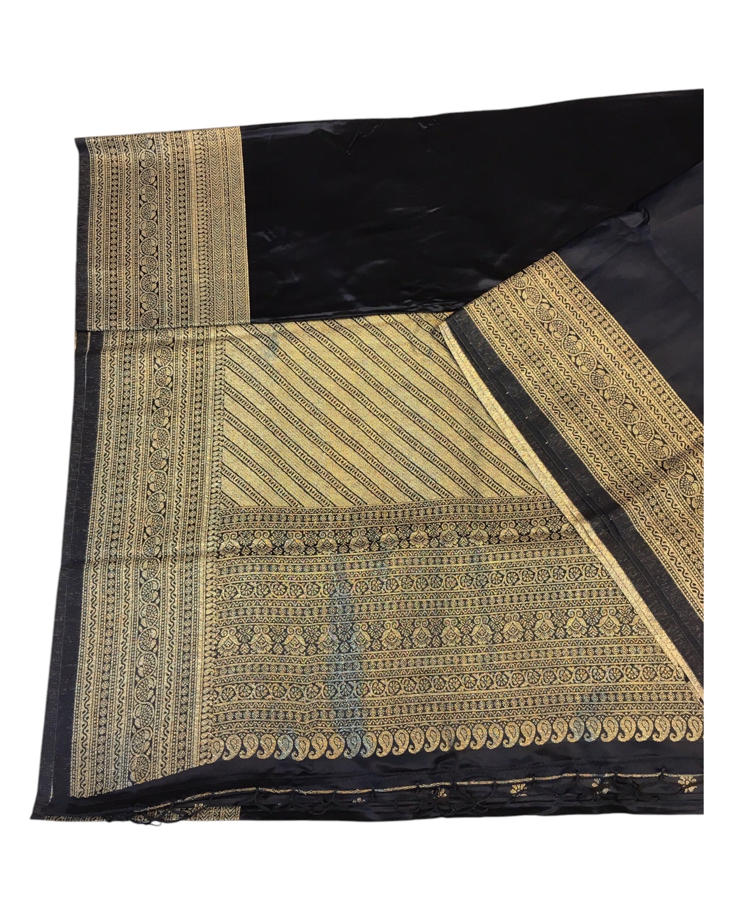 Black - Traditional Handloom Banarasi Sari / Saree - with Blouse Piece - SN2403 11VC24