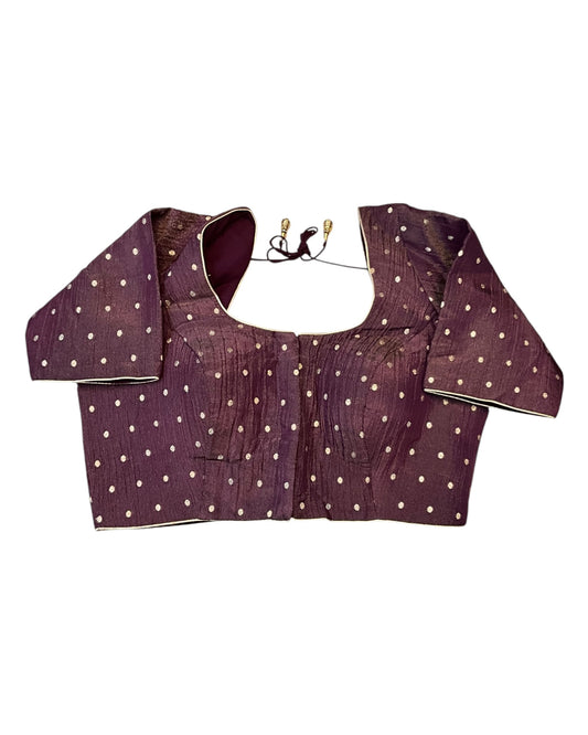 36" & 40" - Wine - Banarasi Tissue Saree / Lehenga Blouse - Margin inside for adjustments - X1228 01KK25